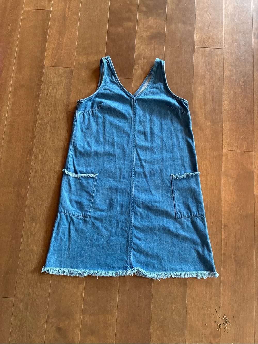 Old Navy Jumper Blue Denim Tank Dress with Frayed Trim